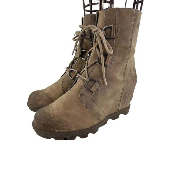 Sorel Women's Joan of Arctic Wedge II Boots US 9 Lace Up Tan Lace-Up Bootie - Picture 1 of 14